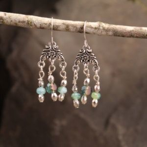 Tibetan Silver Boho Dangle Earrings